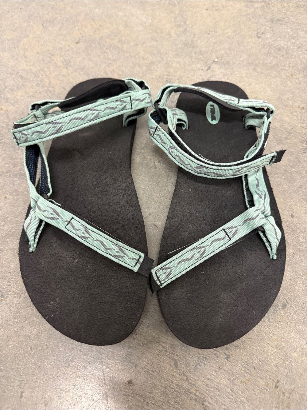 Teva Mint Green Strap Sandals with Black Footbed